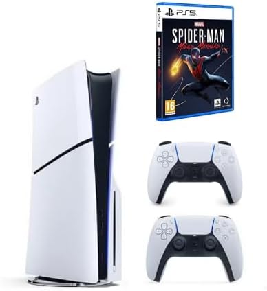 Sony PlayStation 5 Slim Disc with Extra Dualsense Controller + Spider-Man: Miles Morales PS5-International Version - Gaming Console UAE