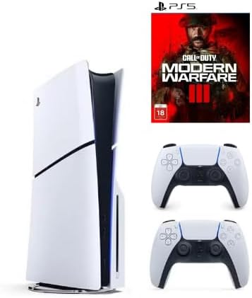 Sony PlayStation 5 Slim Disc with Extra Dualsense White Controller + Call of Duty: Modern Warfare III PS5 MCY-International Version - Gaming Console UAE