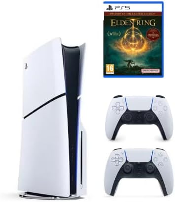 Sony PlayStation 5 Slim Disc with Extra Dualsense White Controller + Elden Ring PS5-International Version - Gaming Console UAE