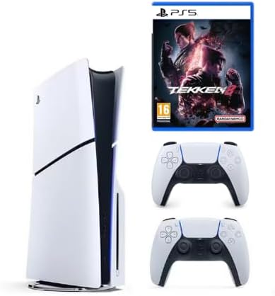 Sony PlayStation 5 Slim Disc with Extra Dualsense White Controller + TEKKEN 8 - PS5 - International - Gaming Console UAE