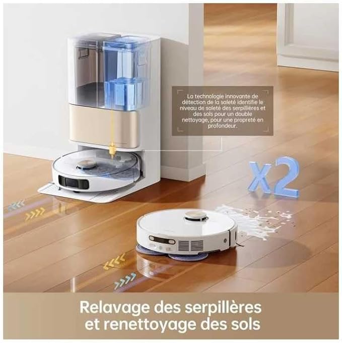 Dreame L10s Pro Ultra Heat Robot Vacuum Cleaner With Automatic Mop Cleaning, Hot Water, Extension, 7,000 Pa Suction Power, Double Mop, Floor Cleaning, Carpet Detection, 2 Year Warranty - Electronics UAE