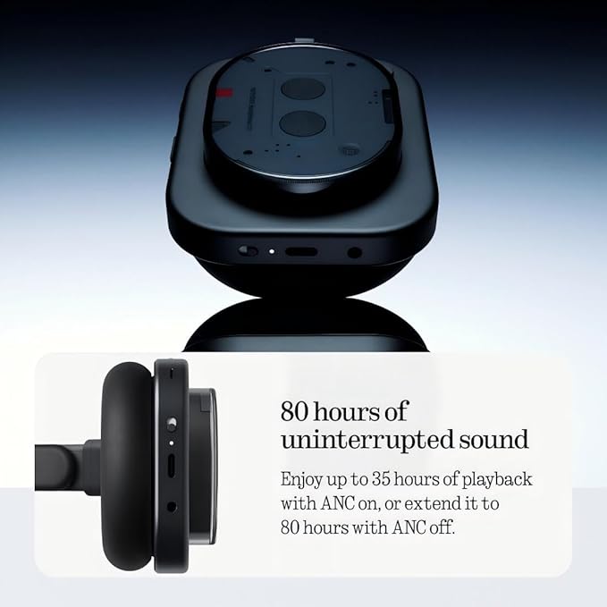 Nothing Headphone (1) Wireless Over-Ear Headphones – Active Noise Cancelling, Hi-Res Audio, Spatial Sound, 80H Battery | Water-Resistant - Headphones UAE