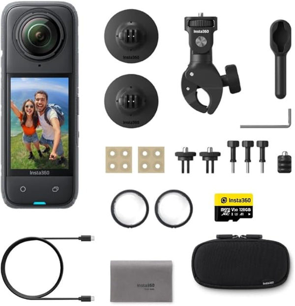 Insta360 X4 Motorcycle Bundle- 8K Waterproof 360 Action Camera, 4K Wide-Angle Video, 135 Min Battery Life, AI Editing, Stabilization, for Sports, Travel
