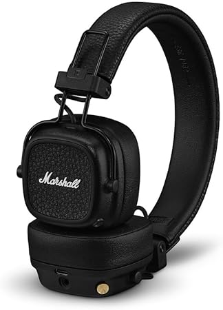 Marshall Major V Bluetooth Headphones - Foldable Bluetooth Wireless Headphones Bluetooth with 100+ Hours of Playtime (Black) - Headphones UAE
