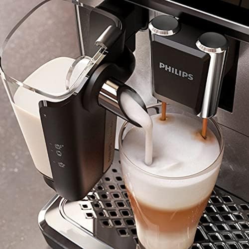 PHILIPS Bean-to-Cup Espresso Machine - LatteGo Milk Frother, 8 Coffee Variaties, Intuitive Display, Black (EP4346/70) - Electronics UAE