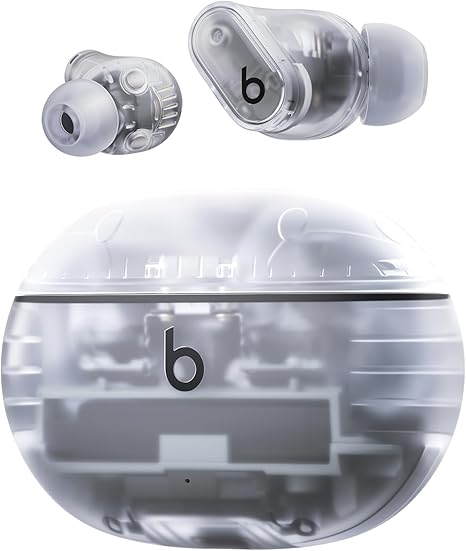 Beats Studio Buds + | True Wireless Noise Cancelling Earbuds, Enhanced Apple & Android Compatibility, Built-in Microphone, Sweat-Resistant Bluetooth Headphones, Spatial Audio – Transparent - Headphones UAE