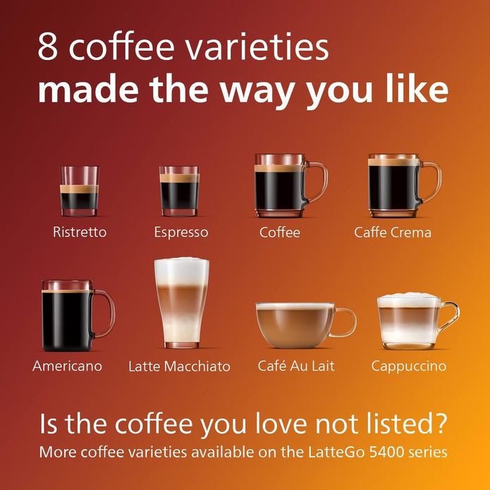 PHILIPS Bean-to-Cup Espresso Machine - LatteGo Milk Frother, 8 Coffee Variaties, Intuitive Display, Black (EP4346/70) - Electronics UAE