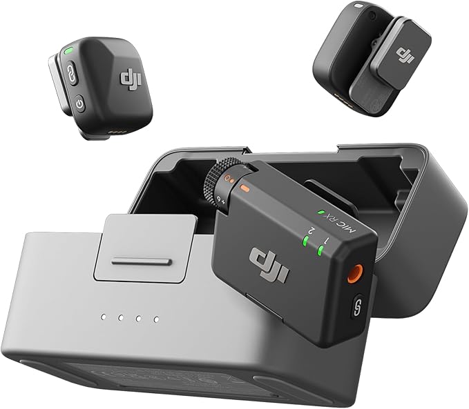 DJI Mic Mini (2TX+1RX+Charging Case), Detail-Rich Audio, 48h Use, Noise Cancelling, Automatic Limiting, Wireless Mic for Camera/iPhone/Android, Vlog, UAE Version, DJI Official Warranty Support - Camera UAE