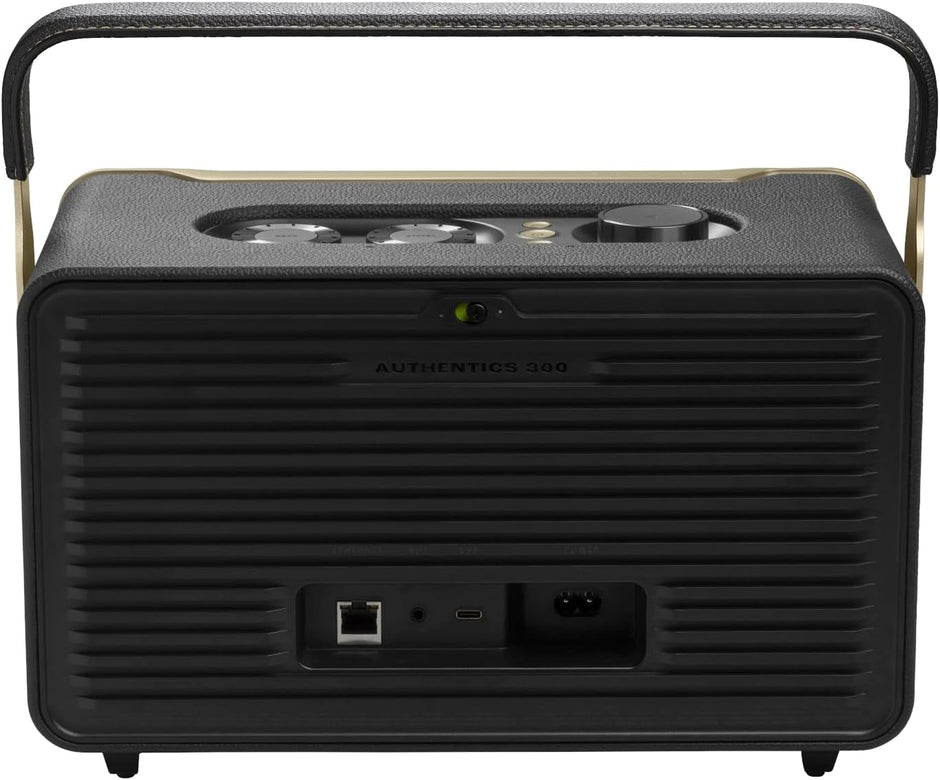 JBL Authentics 300 - Portable Retro-Style Smart Bluetooth Speaker with Powerful Sound, Wi-Fi, and Built-in Battery, JBLAUTH300BLKUK, Black