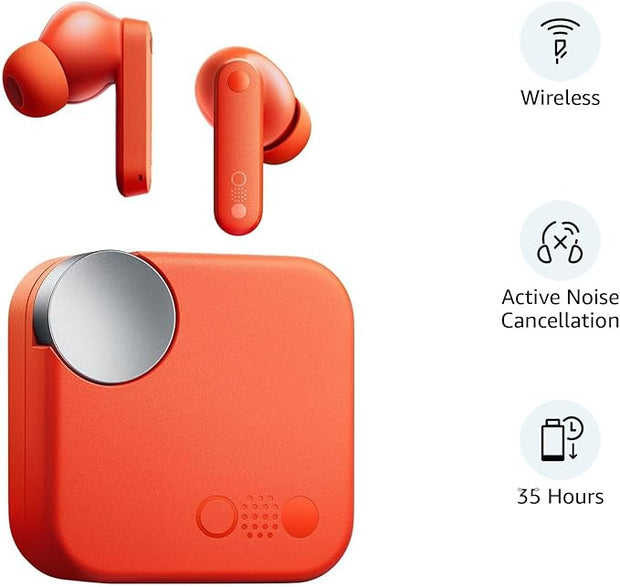 NOTHING Buds Wireless Earbuds,42dB Active Noise Cancellation,35.5H Playtime IP54 Waterproof Earphones,Bluetooth 5.3 Dual-Device Connection in Ear Headphones for iPhone & Android (Orange)