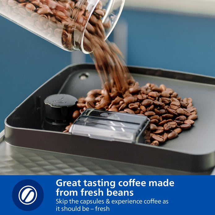Philips Fully Automatic Espresso Machine Series 3300-6 Beverages, 1.8L Water Capacity, 1500W, LatteGo, SilentBrew, Coloured Touch Display, 12 Grinder Settings, Black Chrome - EP3347/90 - Electronics UAE