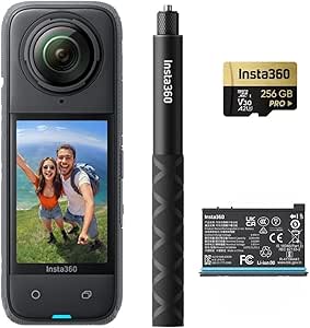 insta360 X4 Adventure Bundle- 8K Waterproof 360 Action Camera, 4K Wide-Angle Video, Removable Lens Guards, 135 Min Battery Life, AI Editing, Stabilization, for Sports, Travel - Camera UAE