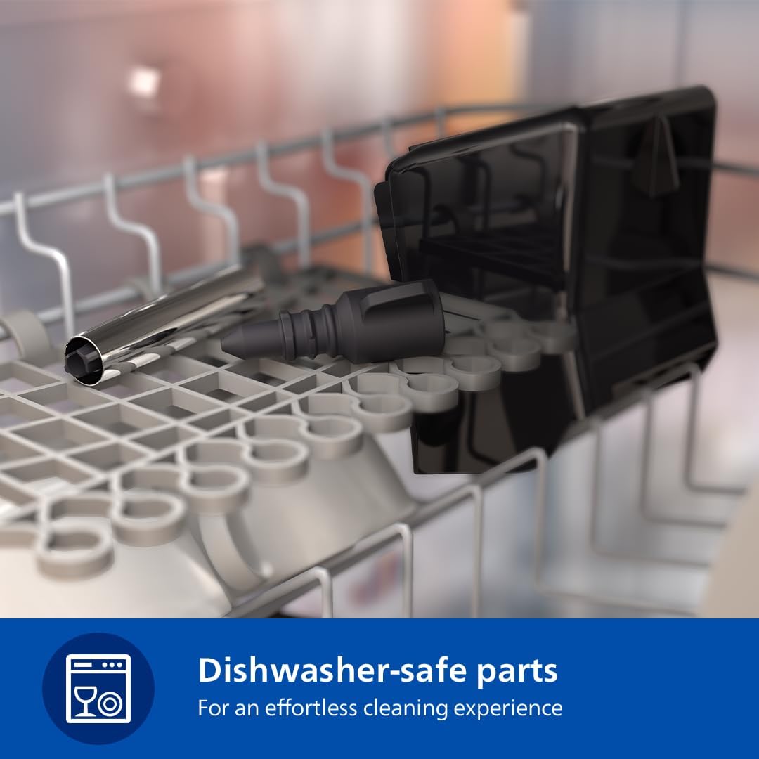 Philips Fully Automatic Espresso Machine Series 3300-6 Beverages, 1.8L Water Capacity, 1500W, LatteGo, SilentBrew, Coloured Touch Display, 12 Grinder Settings, Black Chrome - EP3347/90