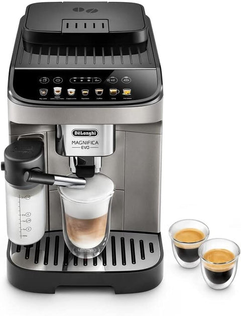 De'Longhi Magnifica EVO Bean to Cup Fully Automatic Coffee Machine, Traditional Milk Frother, Built In Grinder, ECAM290.81.TB, Titanium & Black,