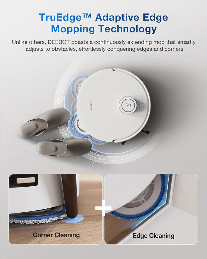 ECOVACS DEEBOT T30 PRO Omni Robot Vacuum Cleaner with Mop Function, TrueEdge Mopping, Zero Tangle Brush, 11,000 PA Suction Power with Hot Water and Smart Rewash, Silver - Electronics UAE