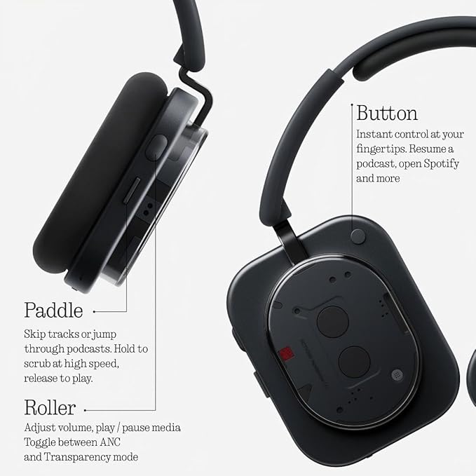 Nothing Headphone (1) Wireless Over-Ear Headphones – Active Noise Cancelling, Hi-Res Audio, Spatial Sound, 80H Battery | Water-Resistant - Headphones UAE