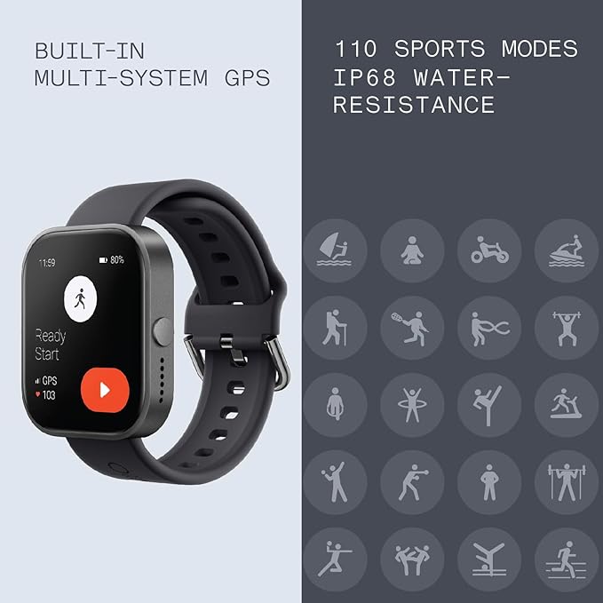 CMF by Nothing Watch Pro Smartwatch with 1.96 AMOLED display, Fitness Tracker, Built-in multi-system GPS, Bluetooth calling with AI noise reduction and up to 13 days of usage
