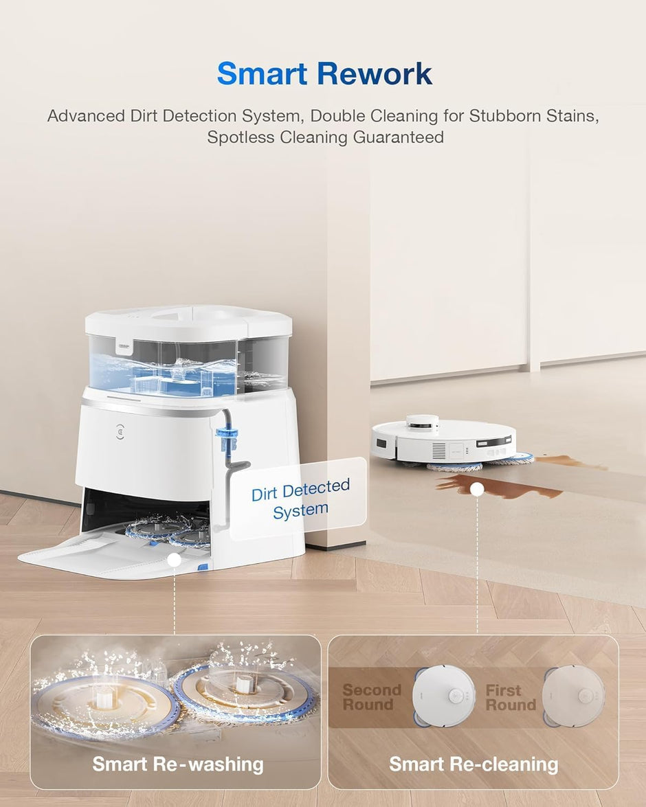 ECOVACS DEEBOT T30 PRO Omni Robot Vacuum Cleaner with Mop Function, TrueEdge Mopping, Zero Tangle Brush, 11,000 PA Suction Power with Hot Water and Smart Rewash, Silver