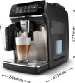 Philips Fully Automatic Espresso Machine Series 3300-6 Beverages, 1.8L Water Capacity, 1500W, LatteGo, SilentBrew, Coloured Touch Display, 12 Grinder Settings, Black Chrome - EP3347/90