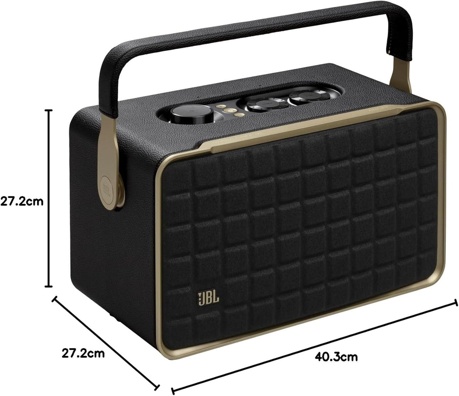 JBL Authentics 300 - Portable Retro-Style Smart Bluetooth Speaker with Powerful Sound, Wi-Fi, and Built-in Battery, JBLAUTH300BLKUK, Black