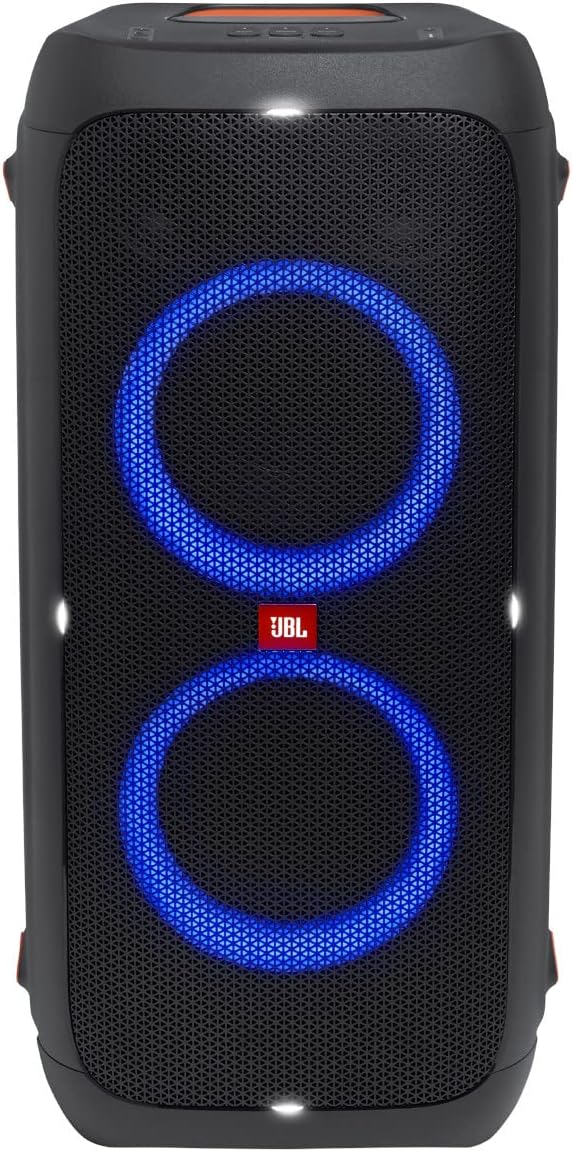 JBL PartyBox 310 Portable Party Speaker with Dazzling Lights and Powerful JBL Pro Sound, 18H Battery, Built-In Wheels, IPX4 Splashproof, SOund Effects, Karaoke Mode, USB Port - Bluetooth Speaker UAE