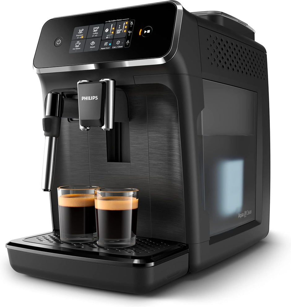Philips Series 2200 Fully Automatic Espresso Machine - 1500W, 1.8L Water Capacity, Classic Milk Frother, Touch Screen Display, 2 Beverages - EP2220/10