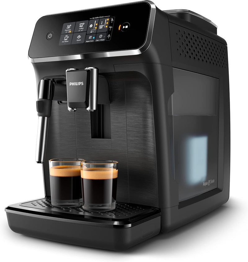 Philips Series 2200 Fully Automatic Espresso Machine - 1500W, 1.8L Water Capacity, Classic Milk Frother, Touch Screen Display, 2 Beverages - EP2220/10