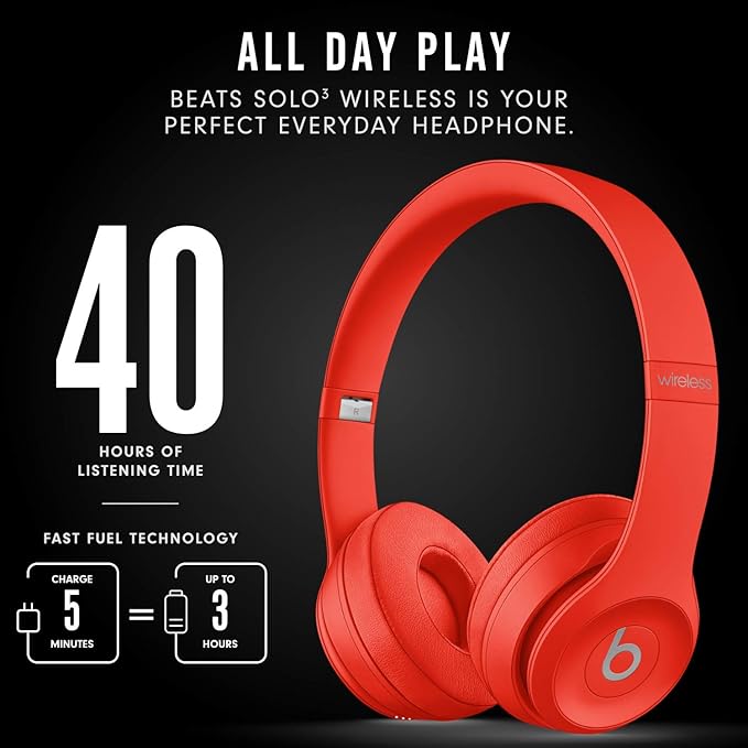 Beats Solo3 Wireless Headphones Red - Headphones UAE