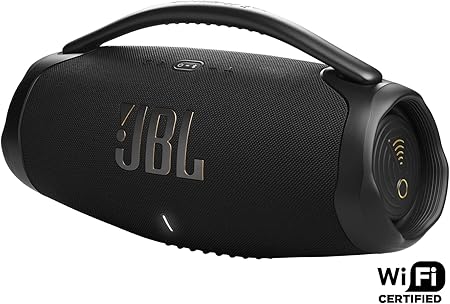 JBL Boombox 3 Wi-Fi Powerful Wi-Fi and Bluetooth Speaker, Deep Bass, 3-Way Speaker, 24H Battery, 3D Dolby Atmos, Waterproof & Dustproof, Built-In Charger, Self-Tuning Feature - Black, JBLBB3WIFIBLKUK