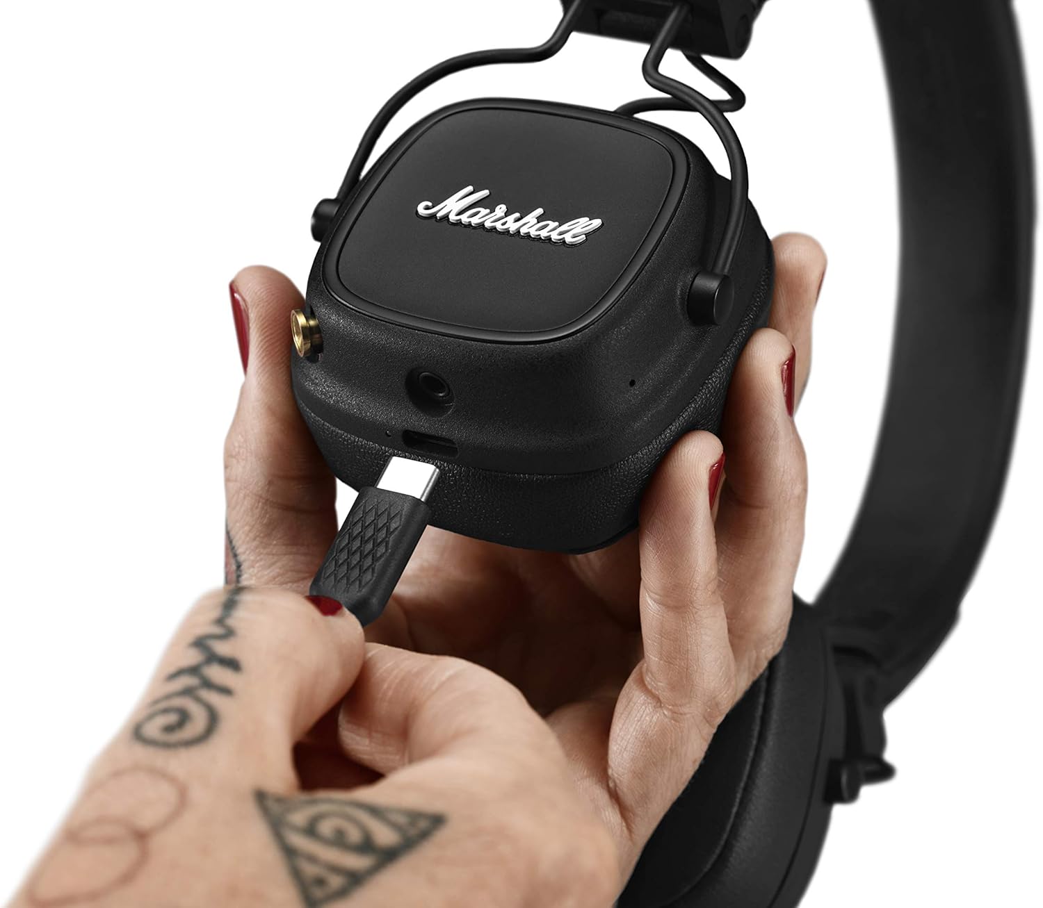 Marshall Major IV Bluetooth Headphones - Foldable Wireless Headphones Bluetooth With 80 Hours of Playtime - Black