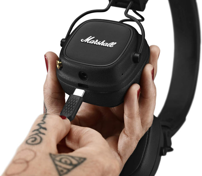 Marshall Major IV Bluetooth Headphones - Foldable Wireless Headphones Bluetooth With 80 Hours of Playtime - Black - Headphones UAE