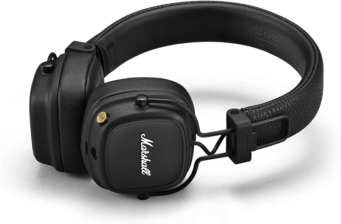 Marshall Major IV Bluetooth Headphones - Foldable Wireless Headphones Bluetooth With 80 Hours of Playtime - Black