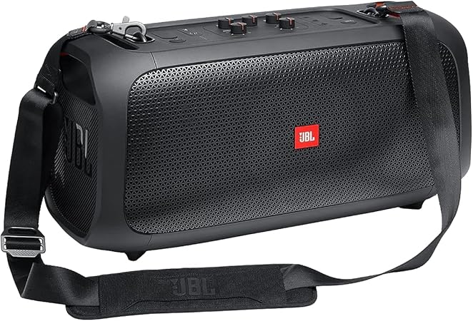 JBL Partybox On-The-GO Portable Party Speaker with Built In Lights and Wireless Mic, 100W of Powerful Booming JBL Pro Sound, Heavy Bass, IPX4 Splashproof, Bluetooth Stream - Black, JBLPARTYBOXOTGUK