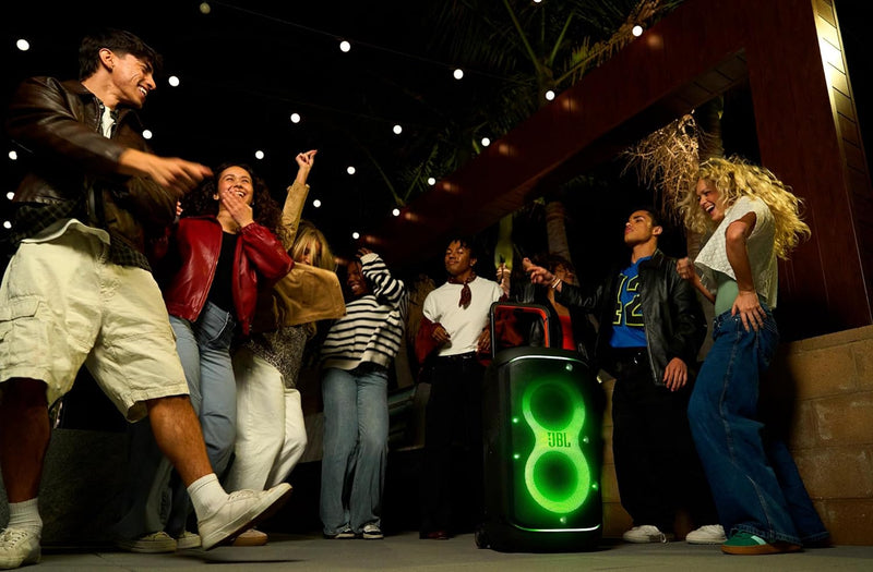 JBL PartyBox 520 Portable Bluetooth Party Speaker with AI Sound Boost, 400W Powerful Sound, Dynamic Light Show, 15H Playtime, Mic & Guitar Inputs, IPX4 Splashproof, Telescopic Handle & Wheels