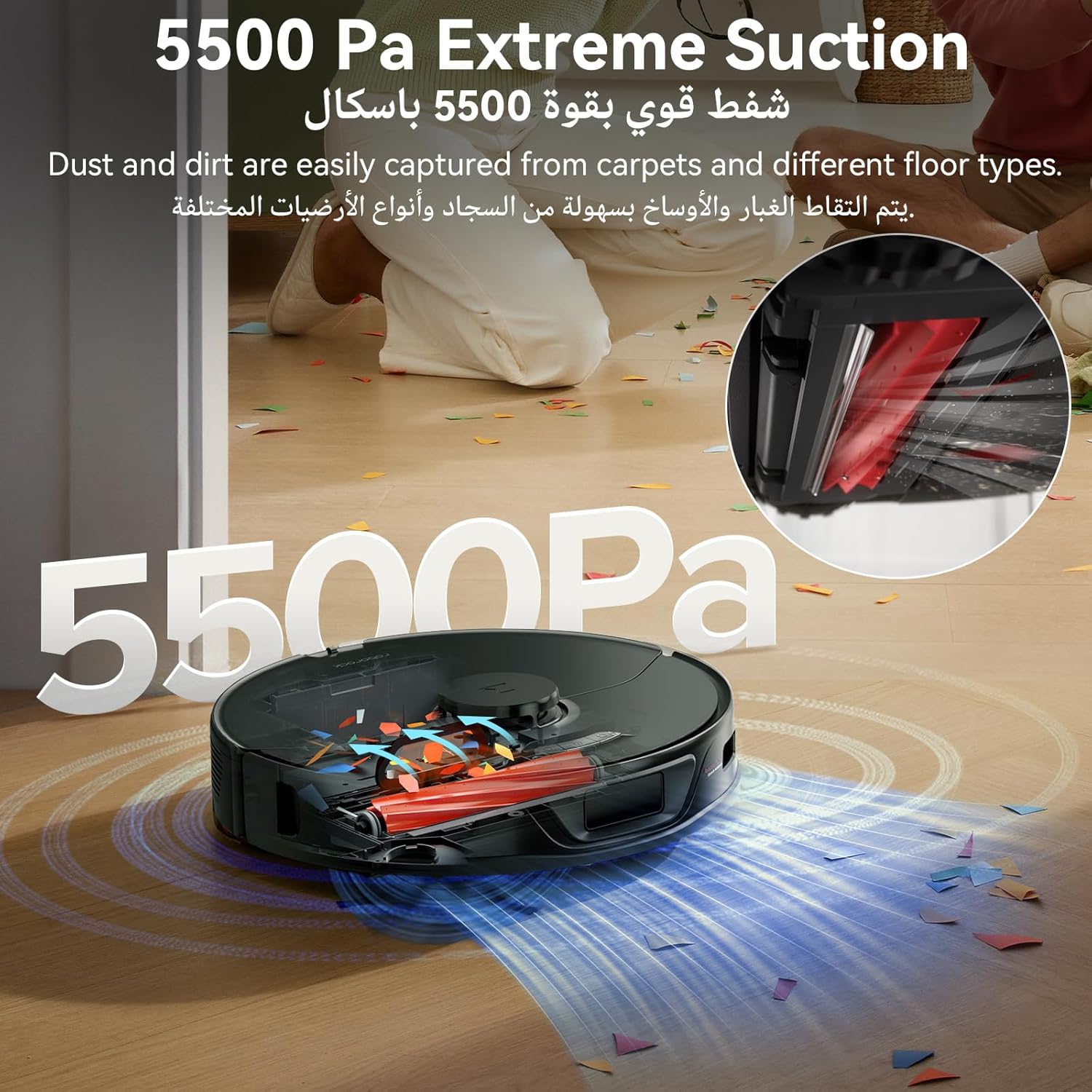 roborock S7 Max Ultra RobotVacuum Cleaner with Auto Mop Washing/AutoDust Emptying/WarmAirDrying/AutoTankRefilling/DockSelf-cleaning Vacuum Cleaner(5500 Pa Active Obstacle Avoidance, App/Voice Control)