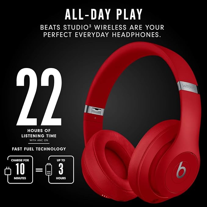 Beats Studio3 Wireless Over‑Ear Headphones Red - Headphones UAE
