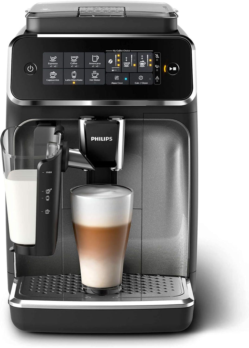 Philips Series 3200 Fully Automatic Espresso Machine - 1500W, LatteGo, Touch Display, 5 Beverages, Easy cleaning - EP3246/70
