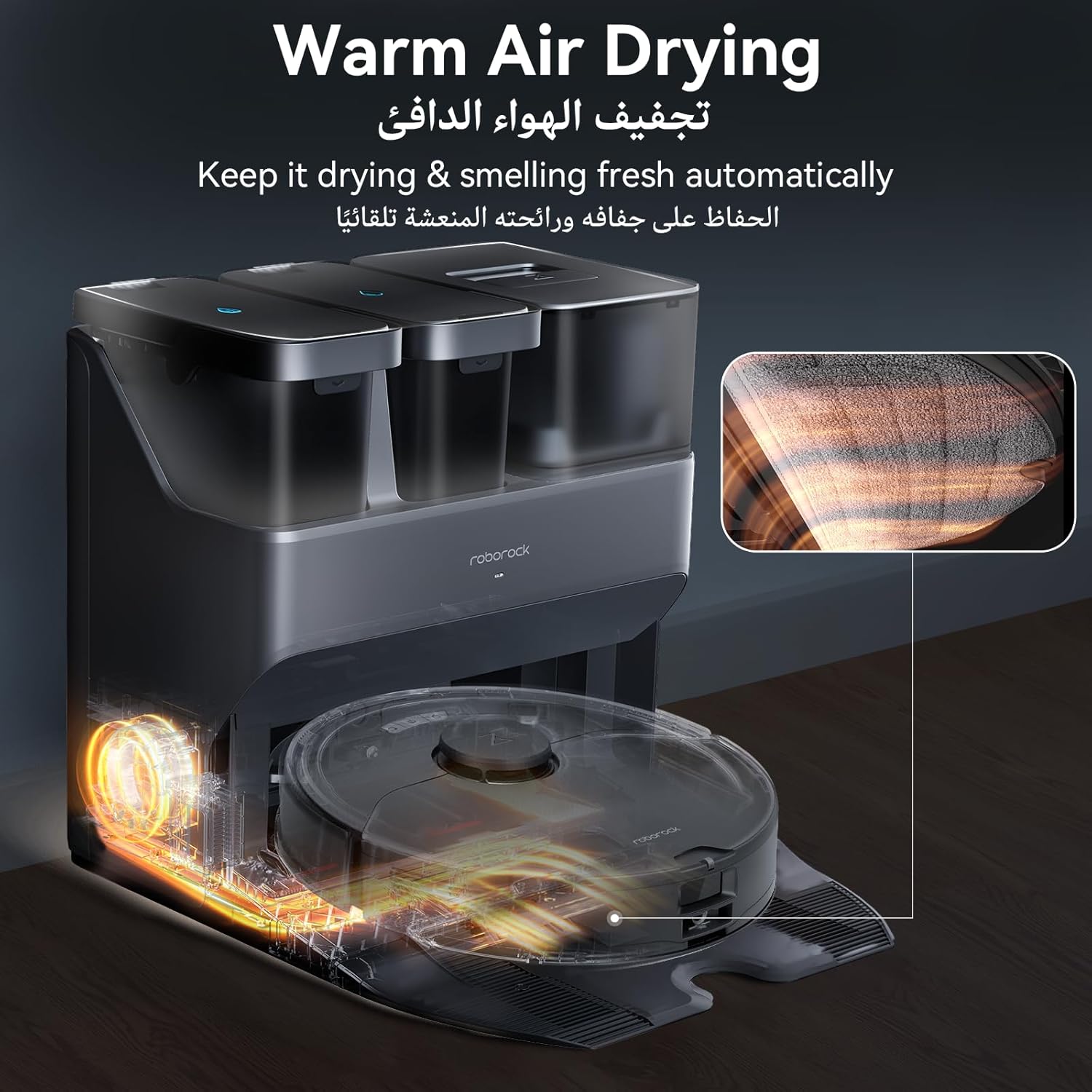 roborock S7 Max Ultra RobotVacuum Cleaner with Auto Mop Washing/AutoDust Emptying/WarmAirDrying/AutoTankRefilling/DockSelf-cleaning Vacuum Cleaner(5500 Pa Active Obstacle Avoidance, App/Voice Control)