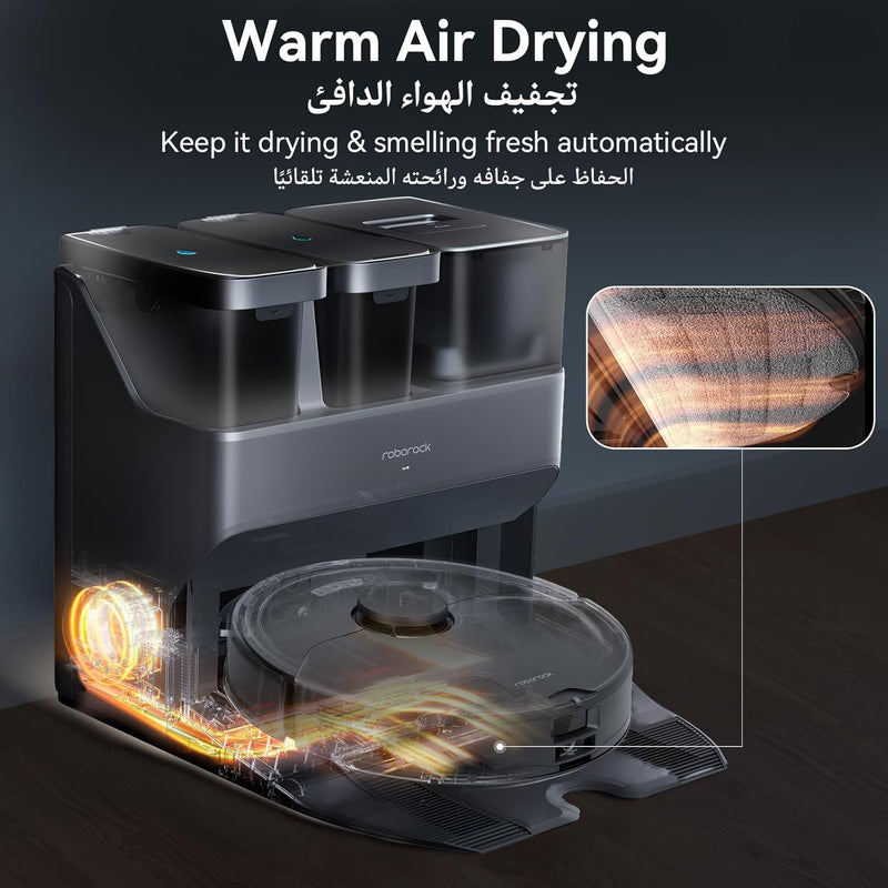 roborock S7 Max Ultra RobotVacuum Cleaner with Auto Mop Washing/AutoDust Emptying/WarmAirDrying/AutoTankRefilling/DockSelf-cleaning Vacuum Cleaner(5500 Pa Active Obstacle Avoidance, App/Voice Control)