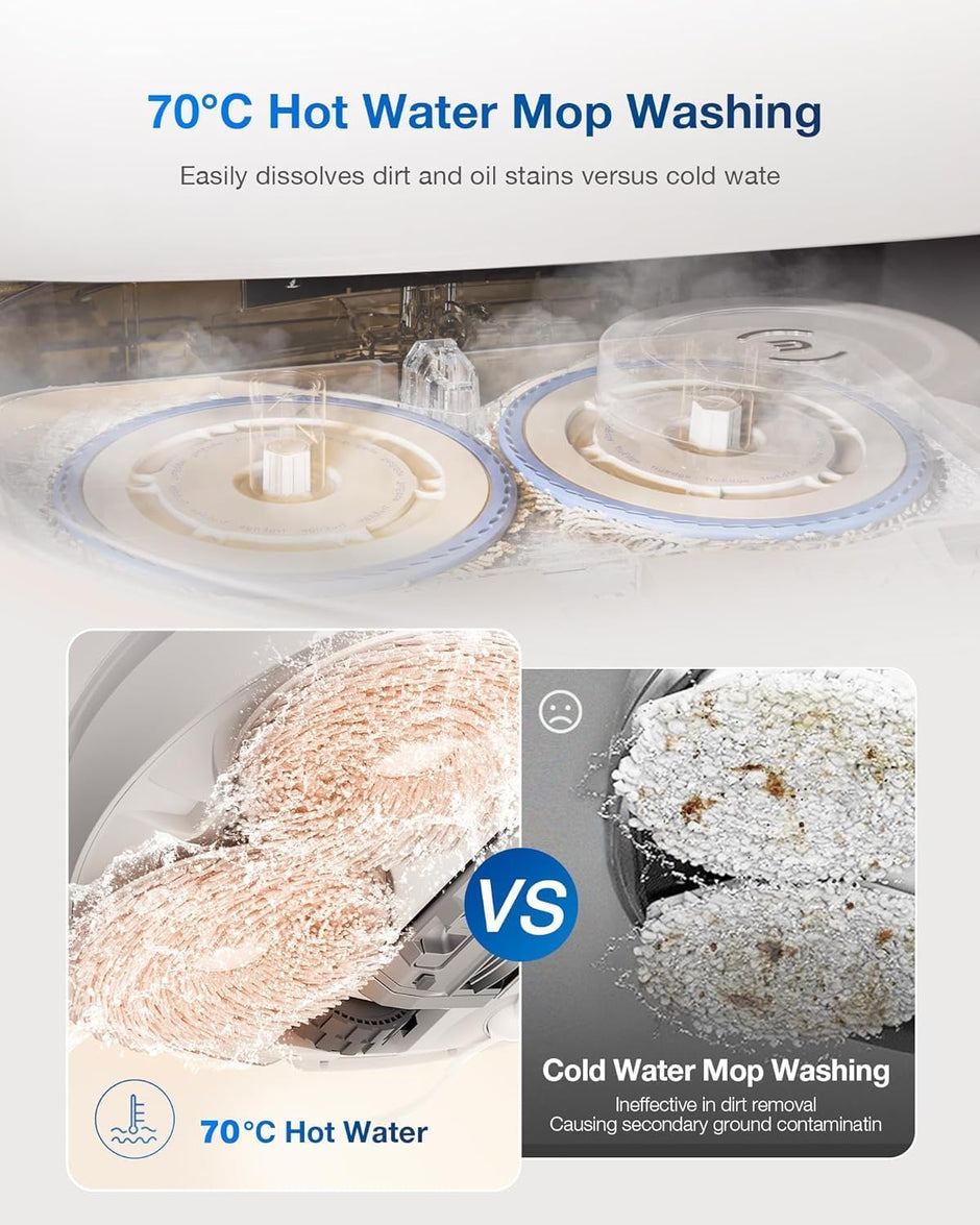 ECOVACS DEEBOT T30 PRO Omni Robot Vacuum Cleaner with Mop Function, TrueEdge Mopping, Zero Tangle Brush, 11,000 PA Suction Power with Hot Water and Smart Rewash, Silver