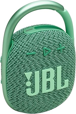 JBL Clip 4 Eco - Ultra-Portable Waterproof and Dustproof Bluetooth Speaker, big audio & punchy bass, made with 90% post-consumer recycled plastic, Integrated carabiner, Up to 10 Hours of Play (Green)