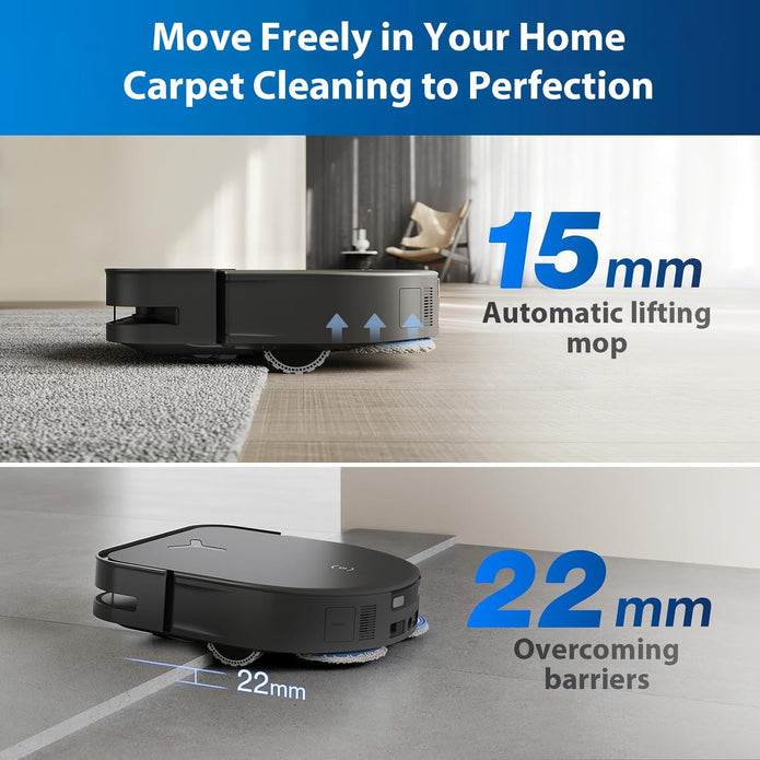 ECOVACS DEEBOT X5 PRO Omni, Vacuum and Mop Robot, 12800 Pa, Anti-Tangle, TruEdge™ Adaptive Edge Cleaning, Wipe with Warm Water at 70°C, Intelligent AINA 2.0 Navigation - Electronics UAE