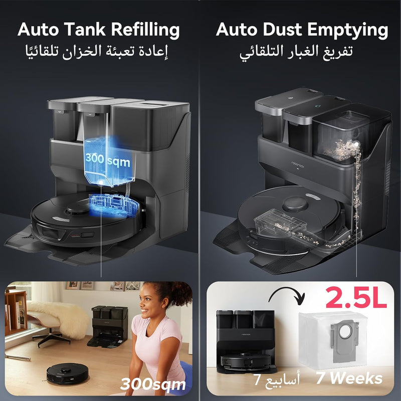roborock S7 Max Ultra RobotVacuum Cleaner with Auto Mop Washing/AutoDust Emptying/WarmAirDrying/AutoTankRefilling/DockSelf-cleaning Vacuum Cleaner(5500 Pa Active Obstacle Avoidance, App/Voice Control)