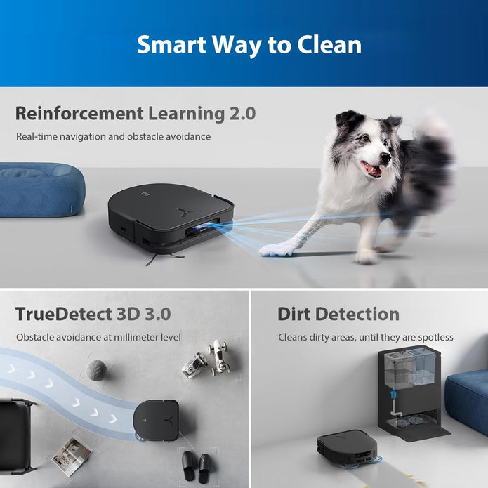 ECOVACS DEEBOT X5 PRO Omni, Vacuum and Mop Robot, 12800 Pa, Anti-Tangle, TruEdge™ Adaptive Edge Cleaning, Wipe with Warm Water at 70°C, Intelligent AINA 2.0 Navigation - Electronics UAE