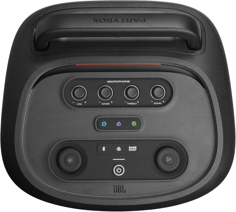 JBL PartyBox 520 Portable Bluetooth Party Speaker with AI Sound Boost, 400W Powerful Sound, Dynamic Light Show, 15H Playtime, Mic & Guitar Inputs, IPX4 Splashproof, Telescopic Handle & Wheels