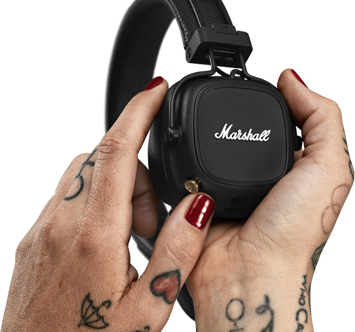 Marshall Major IV Bluetooth Headphones - Foldable Wireless Headphones Bluetooth With 80 Hours of Playtime - Black - Headphones UAE