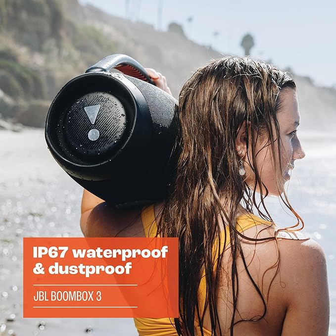 JBL Boombox 3 Portable Speaker, Massive JBL Signature Pro Sound, Monstrous Bass, 24H Battery, IP67 Dust & Water Proof, Partyboost Enabled, Grip Handle, Bluetooth Streaming - Bluetooth Speaker UAE
