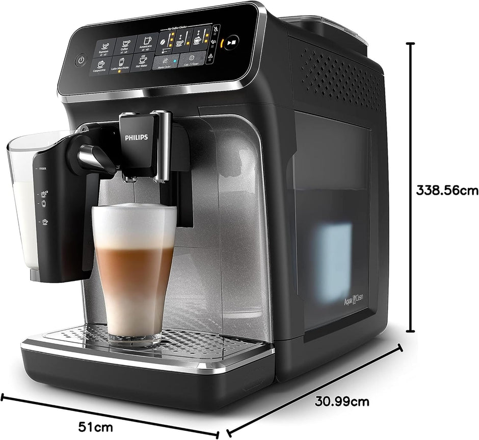 Philips Series 3200 Fully Automatic Espresso Machine - 1500W, LatteGo, Touch Display, 5 Beverages, Easy cleaning - EP3246/70