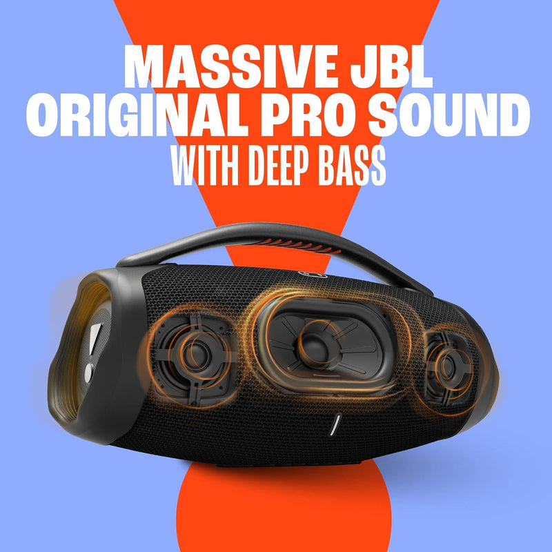 JBL Boombox 3 Wi-Fi Powerful Wi-Fi and Bluetooth Speaker, Deep Bass, 3-Way Speaker, 24H Battery, 3D Dolby Atmos, Waterproof & Dustproof, Built-In Charger, Self-Tuning Feature - Black, JBLBB3WIFIBLKUK