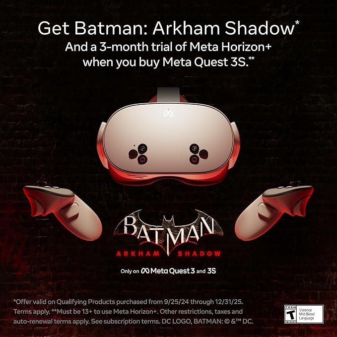 Meta Quest 3S 128GB with Batman: Arkham Shadow and a 3-Month Trial of Meta Quest - Headphones UAE